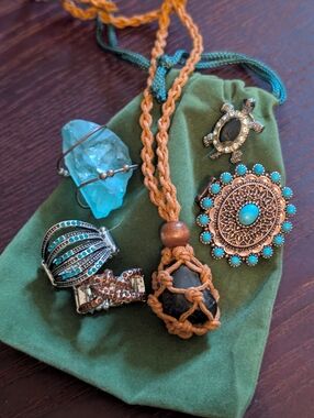 Boho Style Necklace With Turquoise Accent Rings